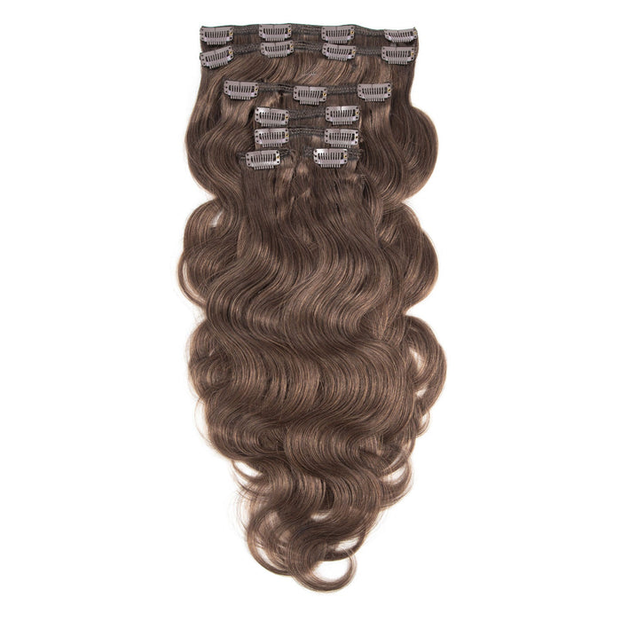 Clip-In Wavy Human Hair Extensions #8a Ash Brown