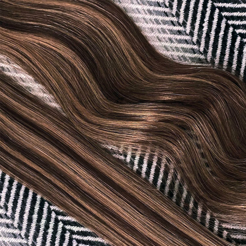 Clip In Volumiser Bangs Layers  12" #2/10 Dark Brown Caramel Mix