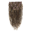 Curly Hair Clip In Human Hair Extensions 3C #4/27 Chestnut Brown & Bronzed Blonde Mix