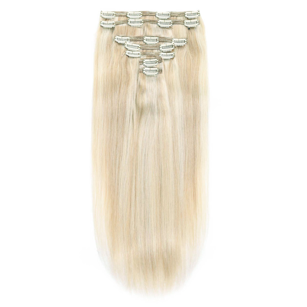 Clip In Hair Extensions 24" #51/60 Champagne  Platinum Blonde Mix
