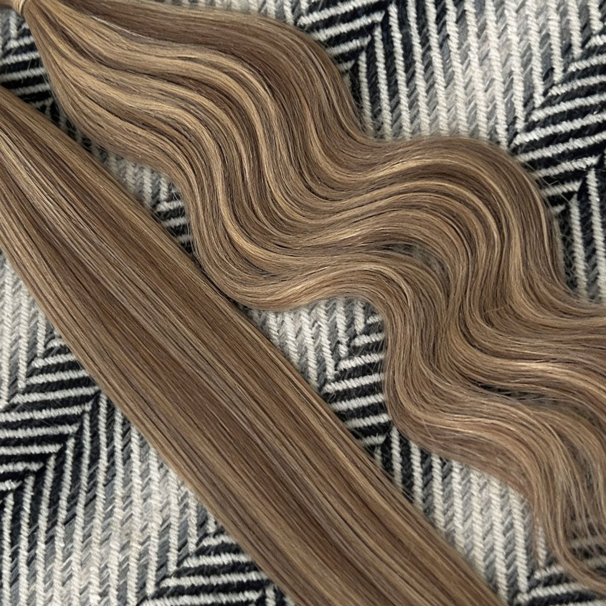 Weft Hair Extensions  #8/22 Cinnamon Brown & Sandy Blonde Mix