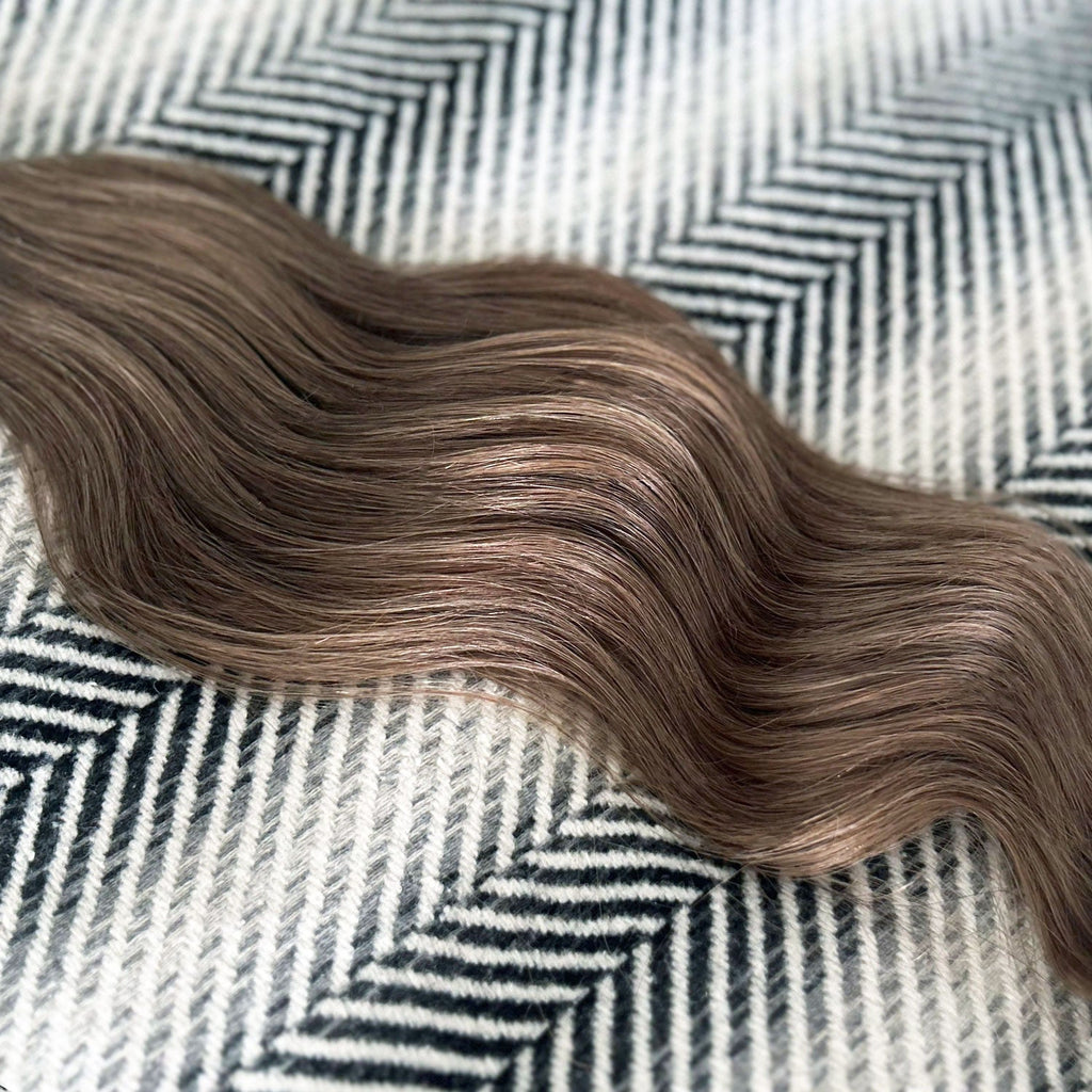 Clip In Wavy Human Hair Extensions #8a Ash Brown