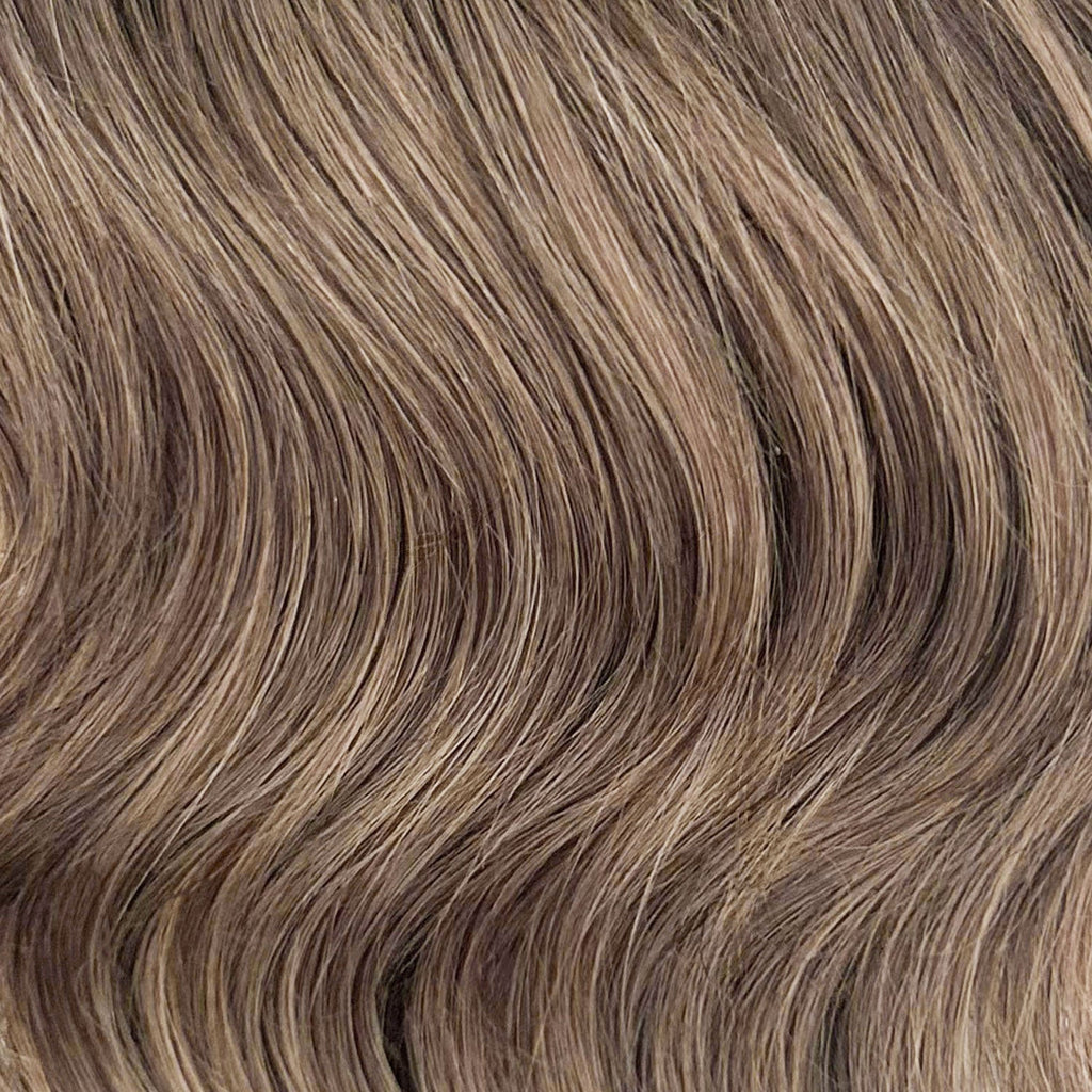 Clip In Wavy Human Hair Extensions #8a Ash Brown