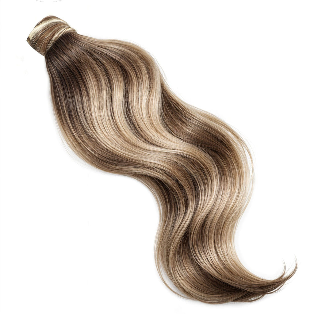 Ponytail Hair Extension #8/22 Cinnamon Brown & Sandy Blonde Highlights