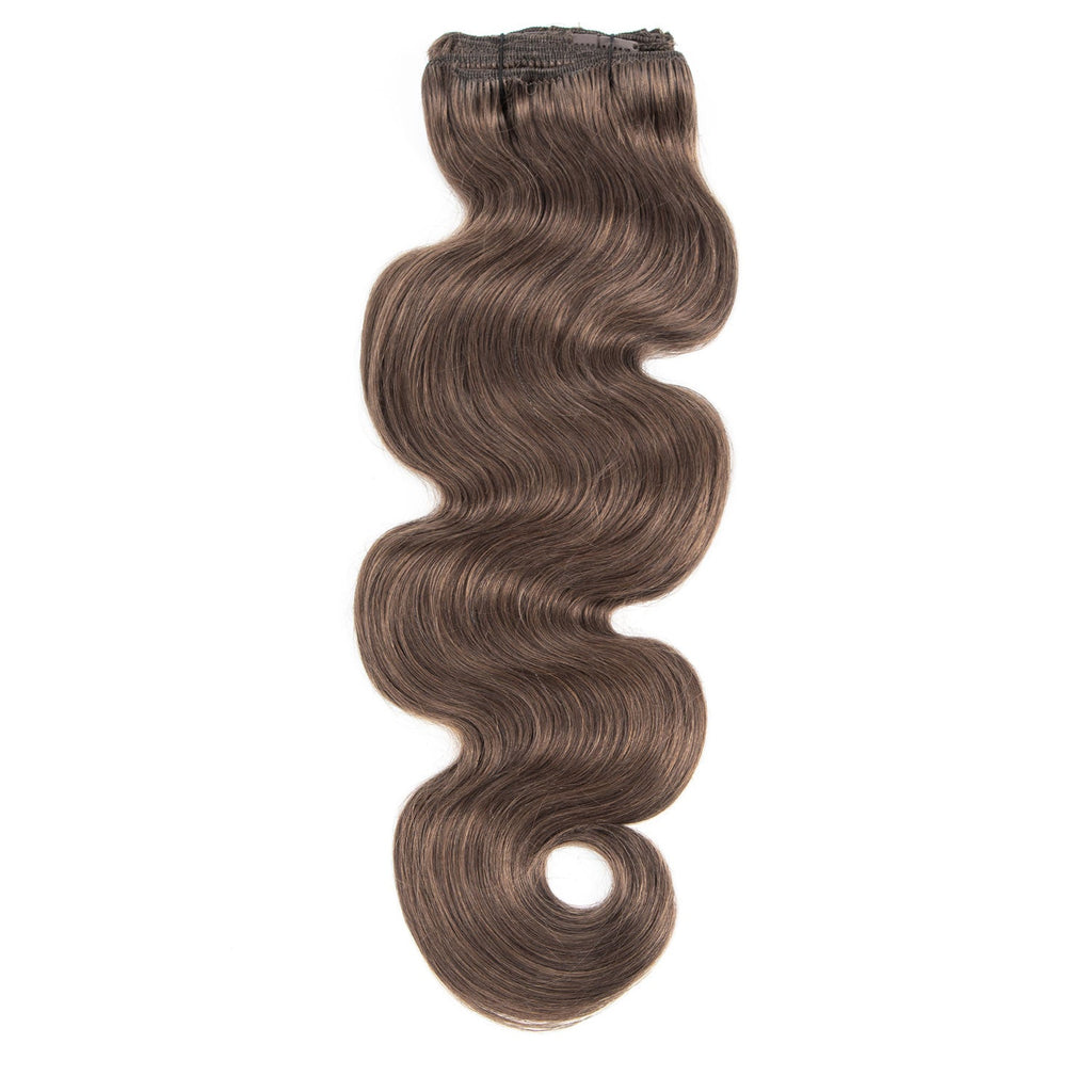 Clip In Wavy Human Hair Extensions #8a Ash Brown