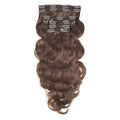 Clip In Wavy Human Hair Extensions #8a Ash Brown