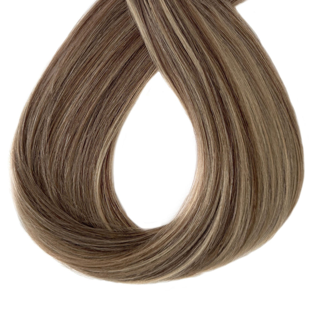 Weft Hair Extensions  #8/22 Cinnamon Brown & Sandy Blonde Mix