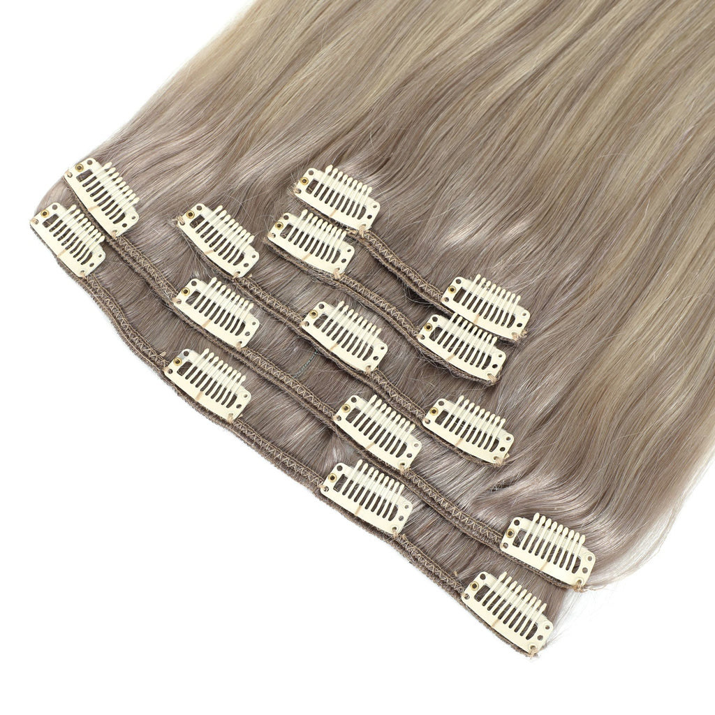 Clip In Hair Extensions #17/17/1001 Cool Beige Blonde Balayage 13"
