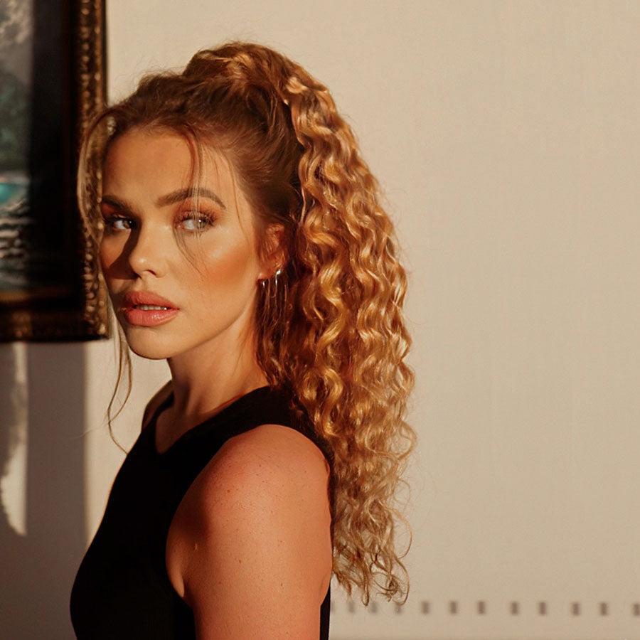 Curly Ponytail Human Hair Extensions #2c Chocolate Brown