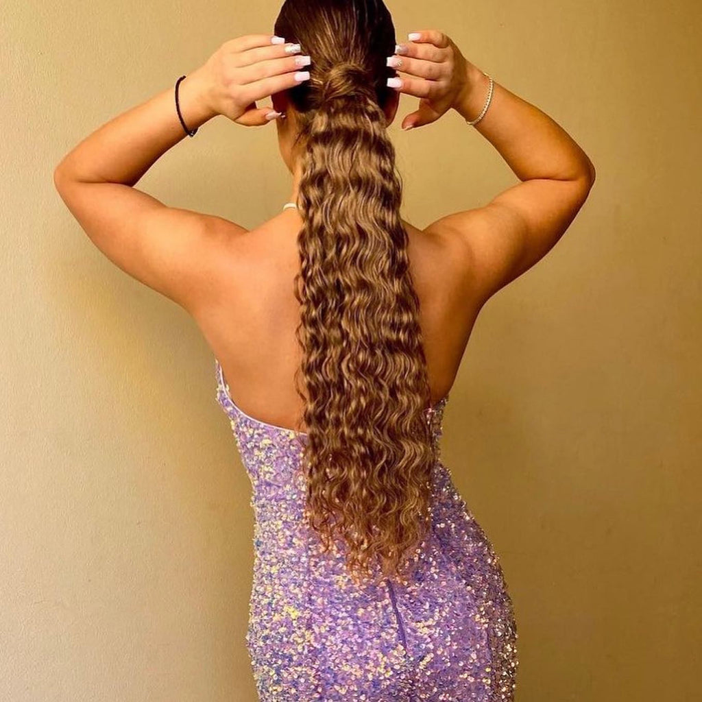 Curly Ponytail Human Hair Extensions #2c Chocolate Brown