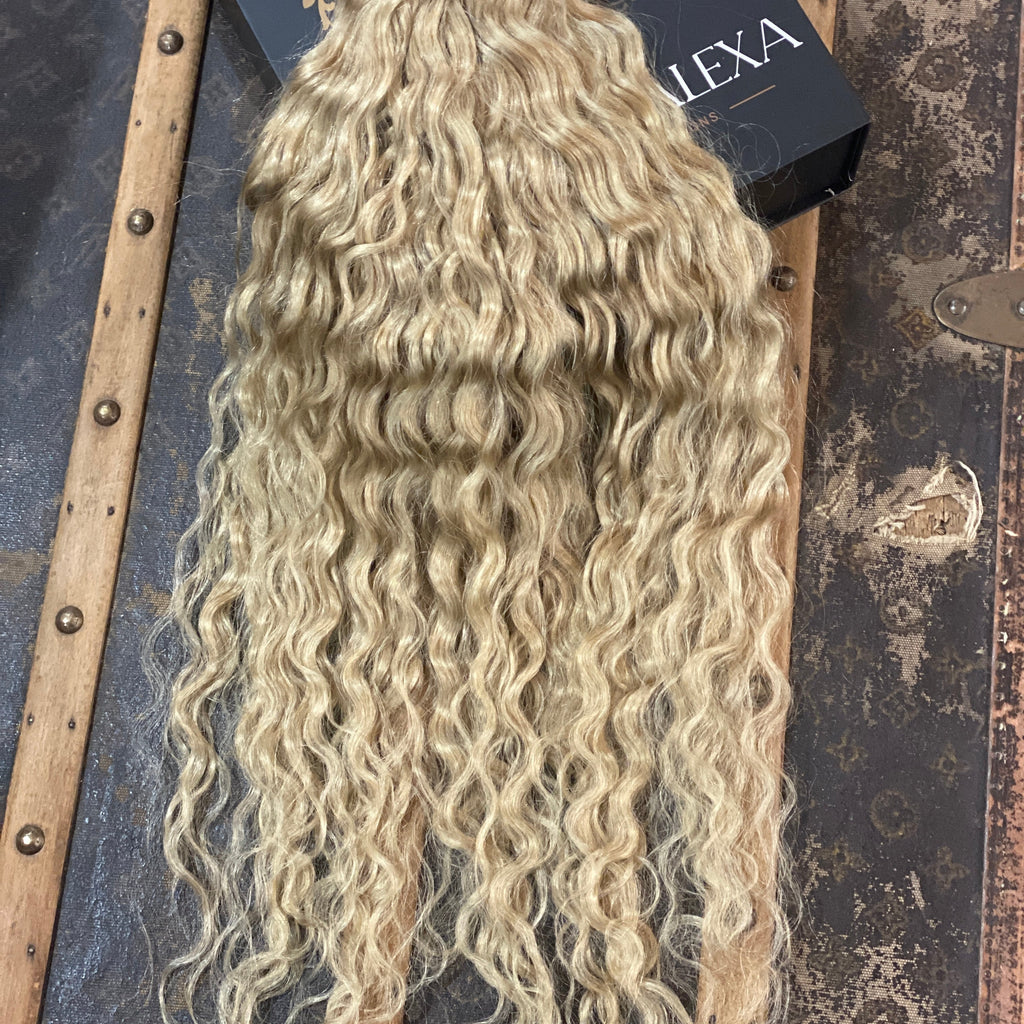 Curly Ponytail Human Hair Extensions #51 Champagne Blonde