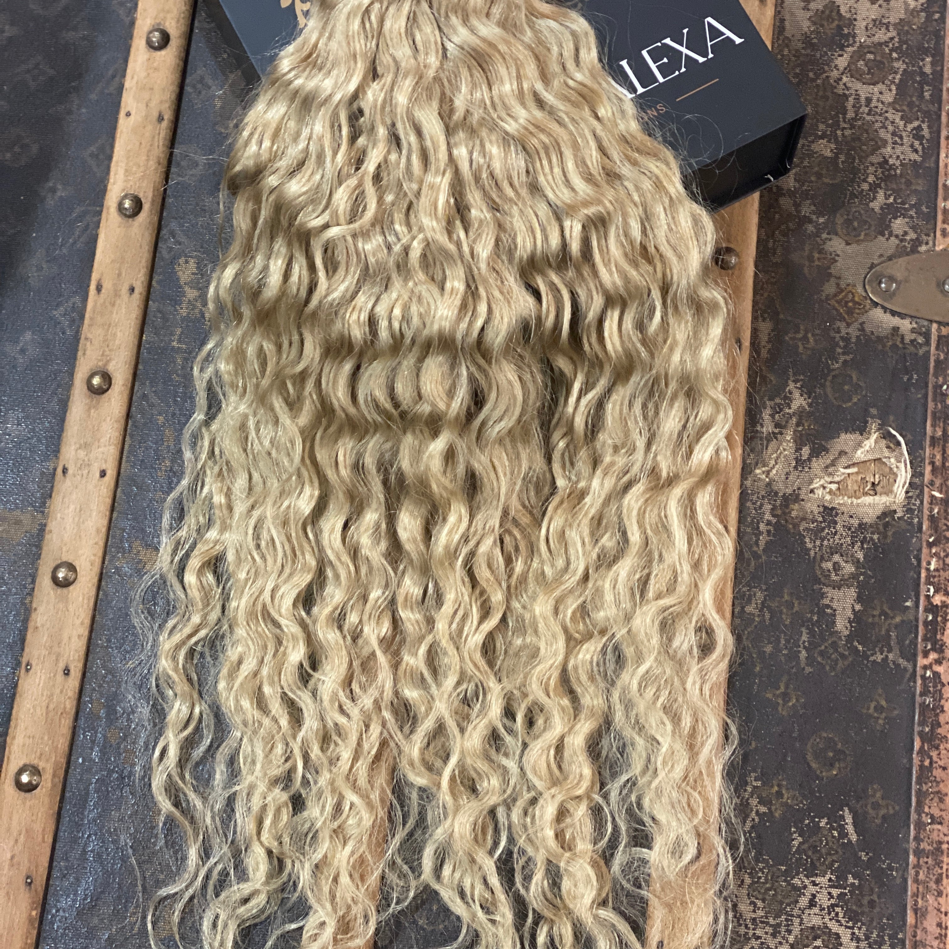 Curly Ponytail Human Hair Extensions #51 Champagne Blonde