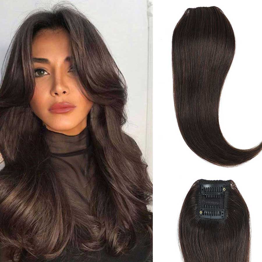Clip In Volumiser Bangs Layers  12" #2/10 Dark Brown Caramel Mix