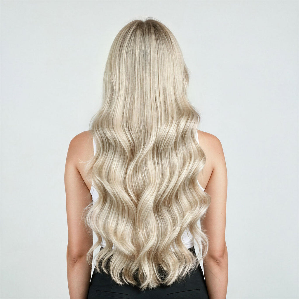 Ponytail Hair Extensions #18b/1001 Dark Ash Blonde and Pearl Blonde Mix