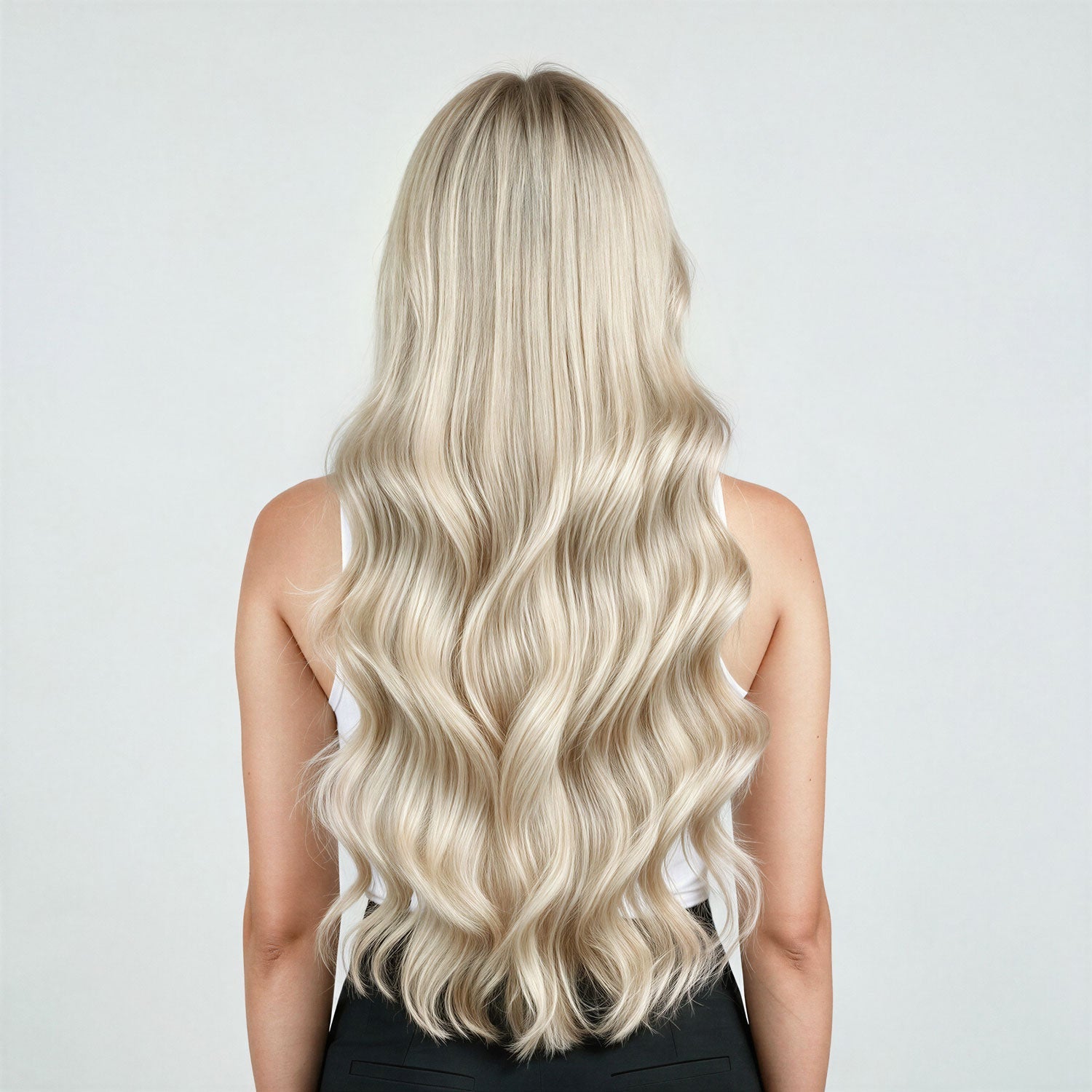 Ponytail Hair Extensions #18b/1001 Dark Ash Blonde and Pearl Blonde Mix