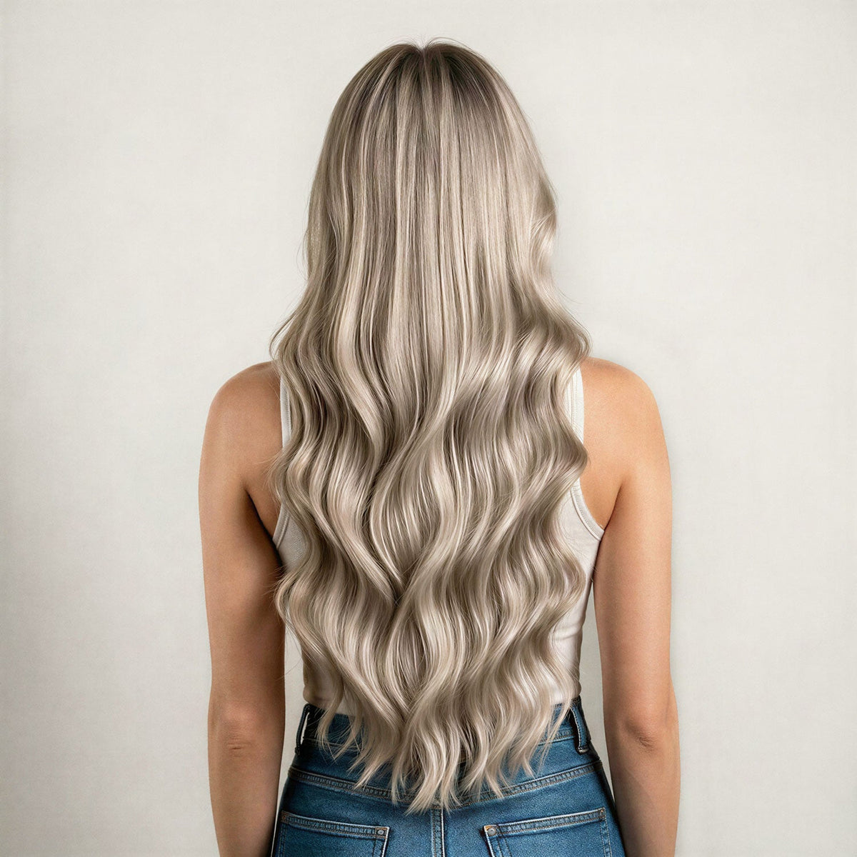 Double Drawn Invisible Tape Hair Extensions #7a/7a/60a Cool Ash & Ice Blonde Balayage Russian Virgin