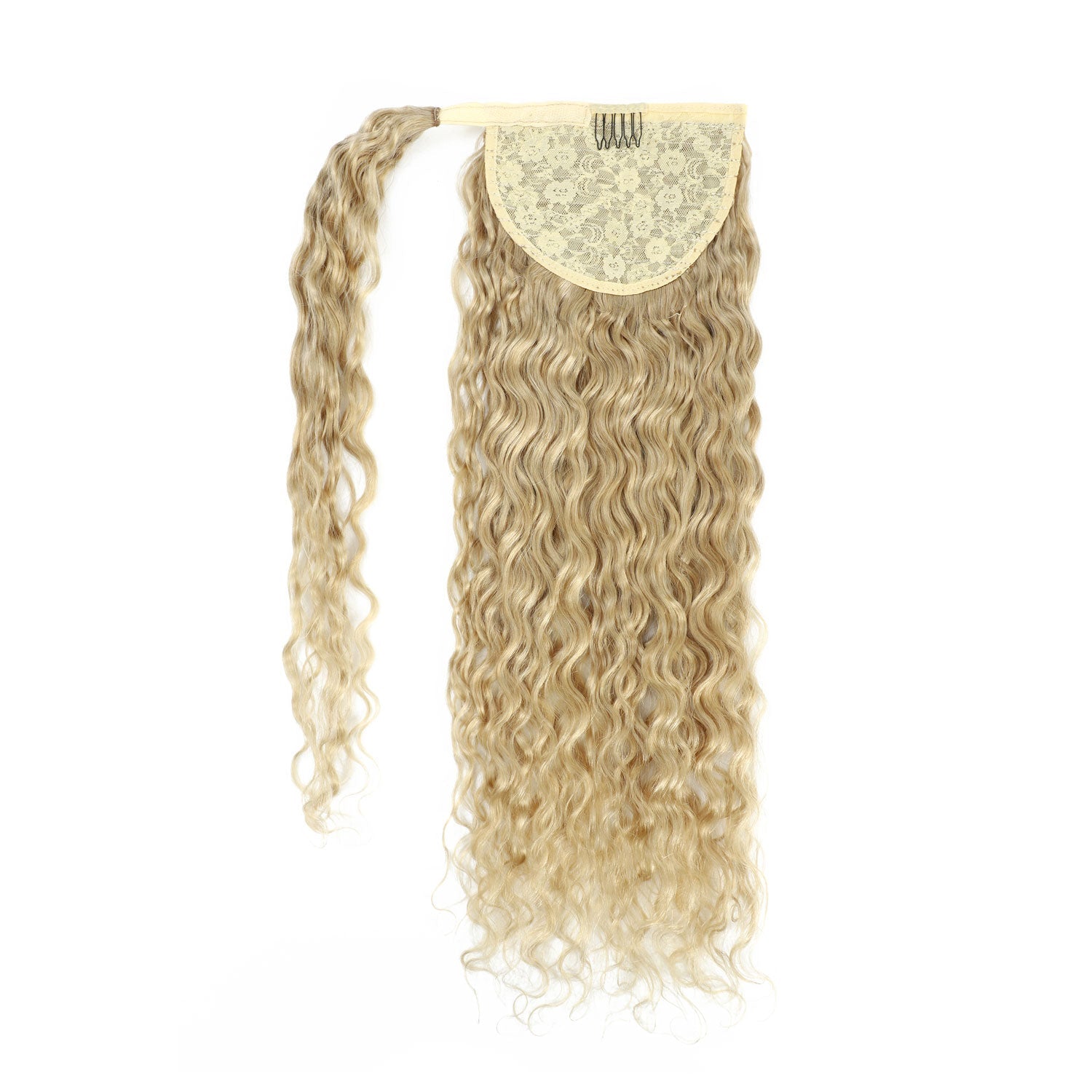 Curly Ponytail Human Hair Extensions #51 Champagne Blonde