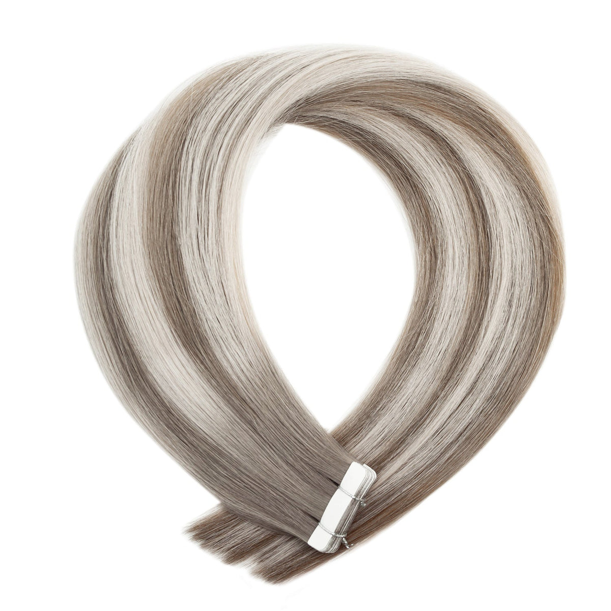Russian Tape Hair Extensions #7a/7a/60a Cool Ash & Ice Blonde Balayage Virgin
