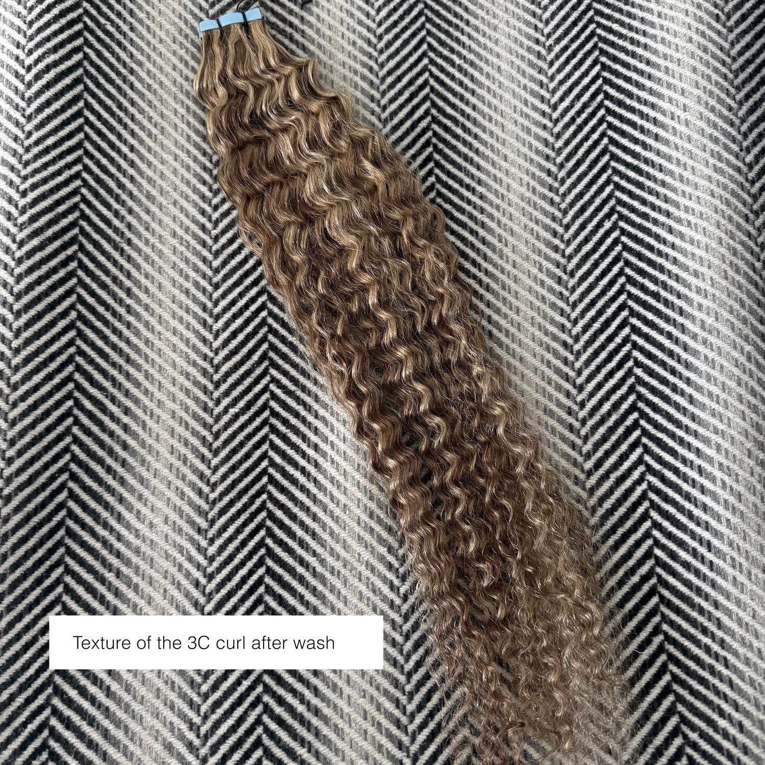 Weft Curly Hair Extensions 3C #2/10 Dark Brown and Caramel Highlights