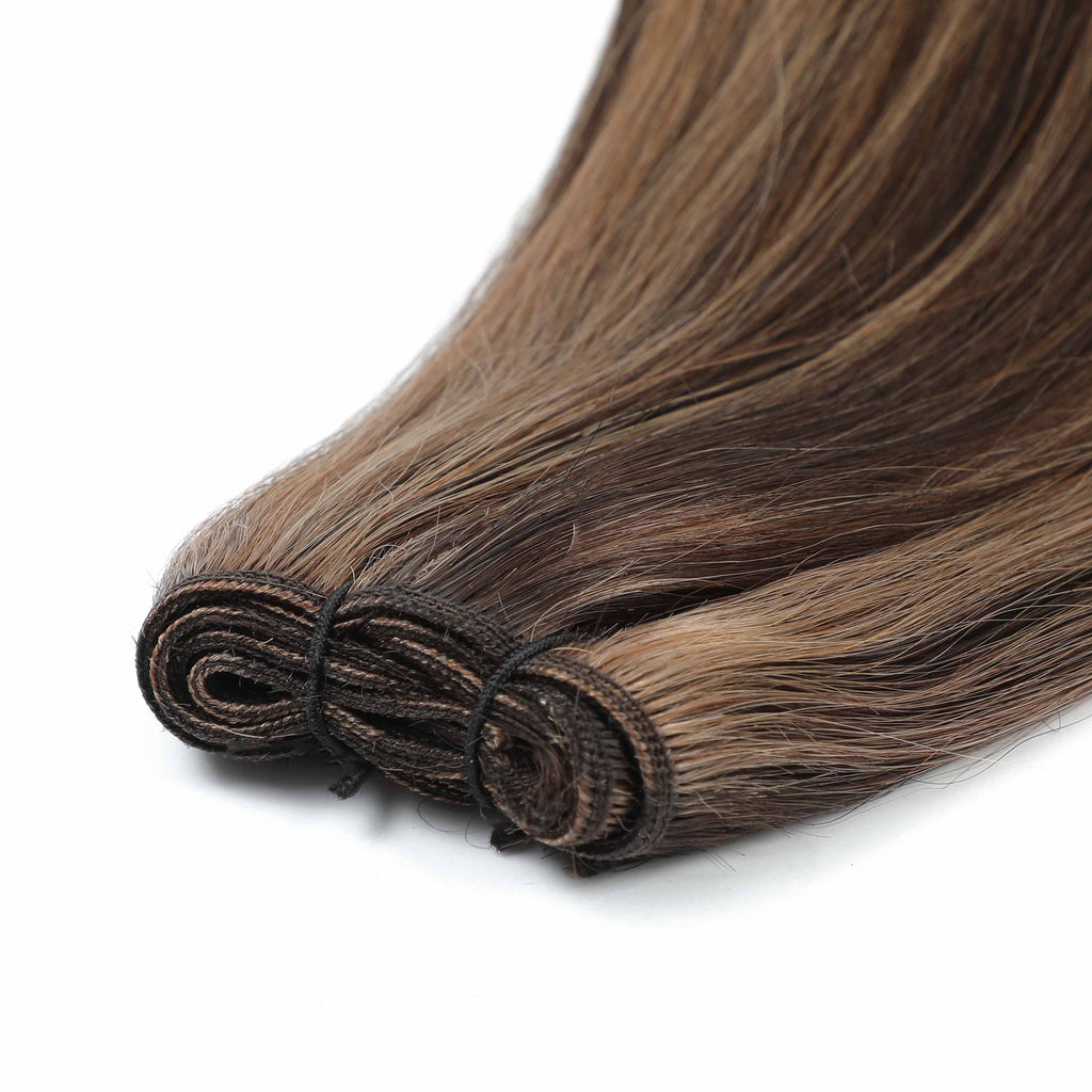 Weft Hair Extensions #2/12 Dark Brown & Dirty Blonde Mix