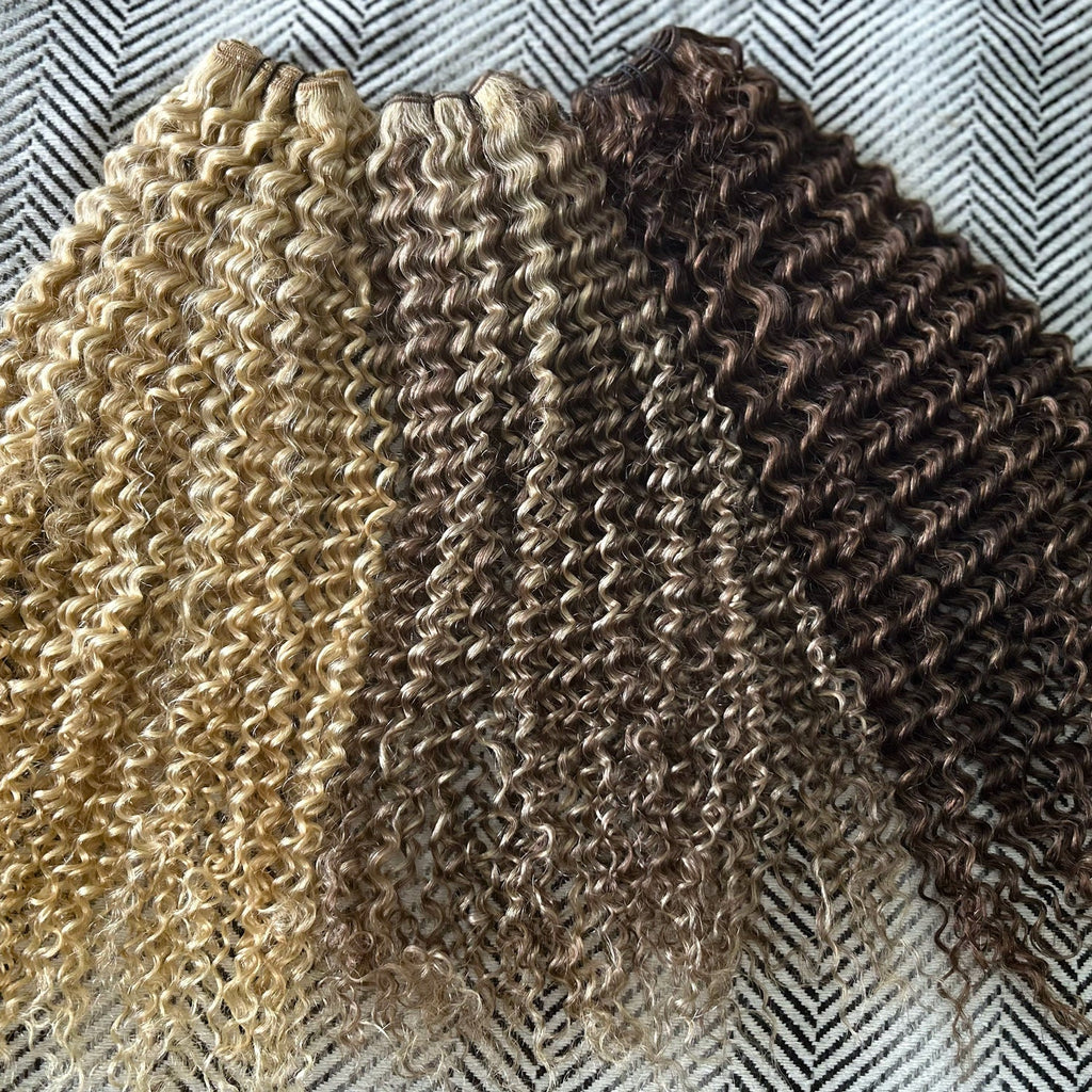 Weft Curly Hair Extensions 3C #60a Cool Platinum Blonde