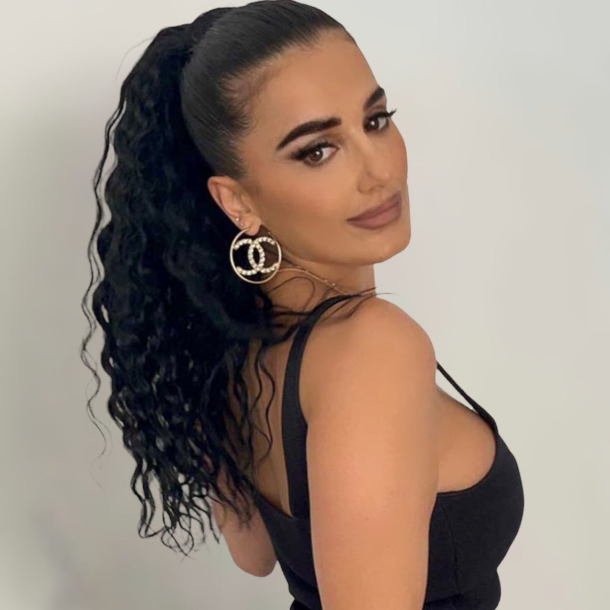 Curly Ponytail Human Hair Extensions #2c Chocolate Brown
