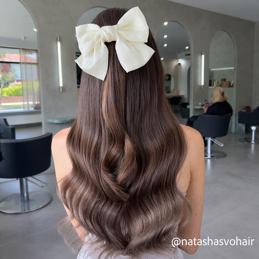 Clip In Wavy Human Hair Extensions #8a Ash Brown