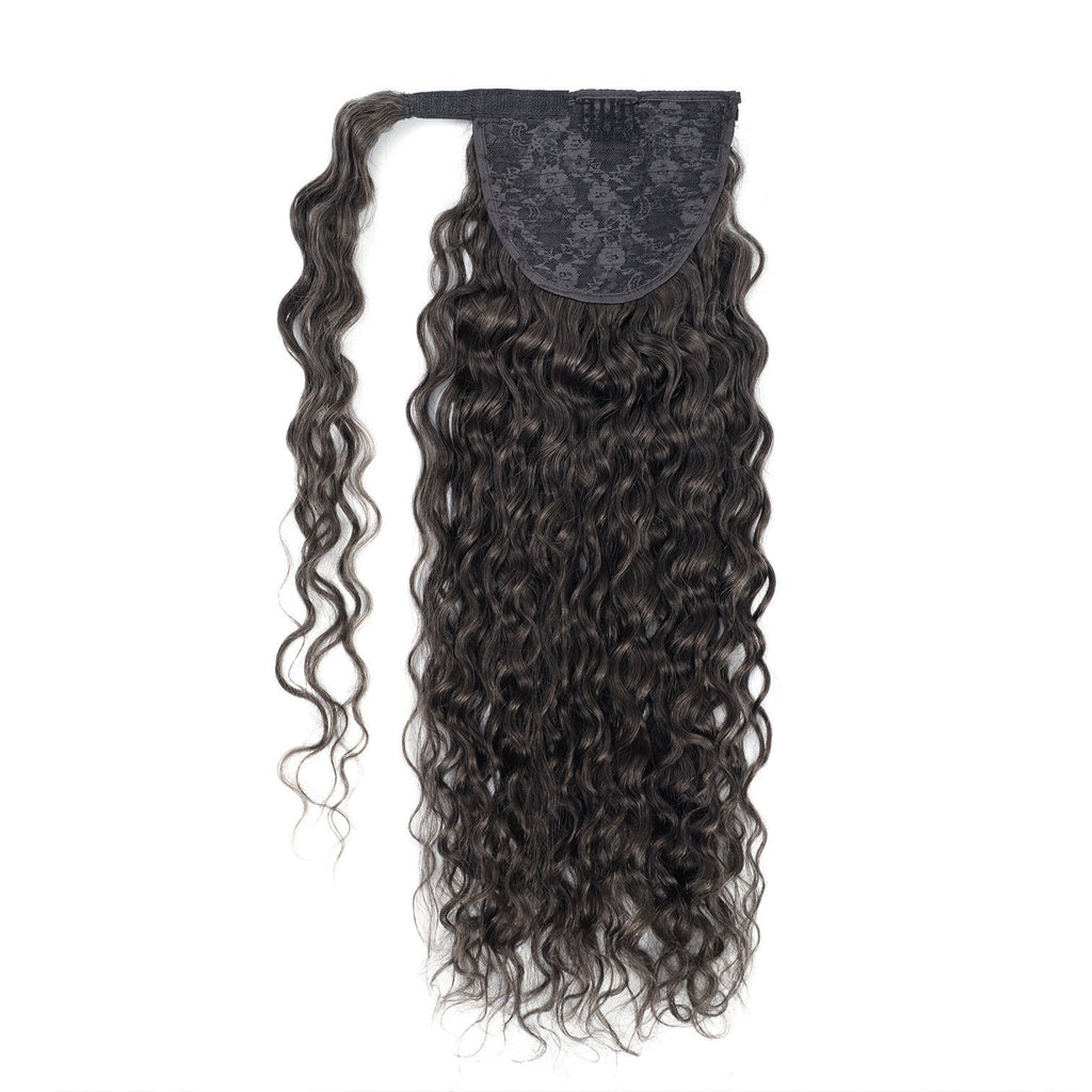 Curly Ponytail Human Hair Extensions #2c Chocolate Brown