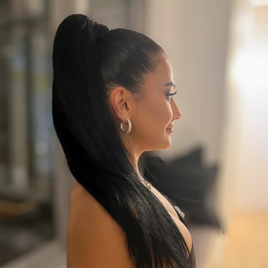 Ponytail Hair Extensions #18b/1001 Dark Ash Blonde and Pearl Blonde Mix
