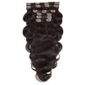 Clip In Wavy Human Hair Extensions #1c Midnight Brown