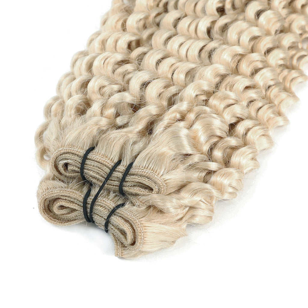 Weft Curly Hair Extensions 3C #60a Cool Platinum Blonde