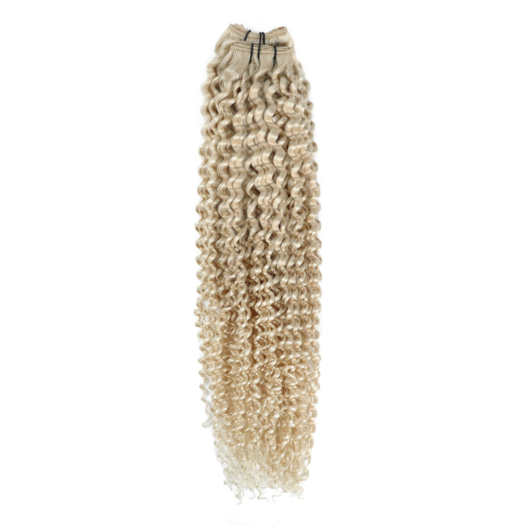 Weft Curly Hair Extensions 3C #60a Cool Platinum Blonde